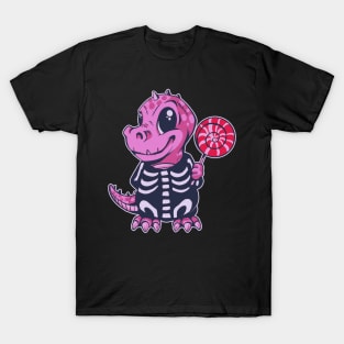 Adorable Pink T-Rex Dinosaur Holding a Popsicle! T-Shirt